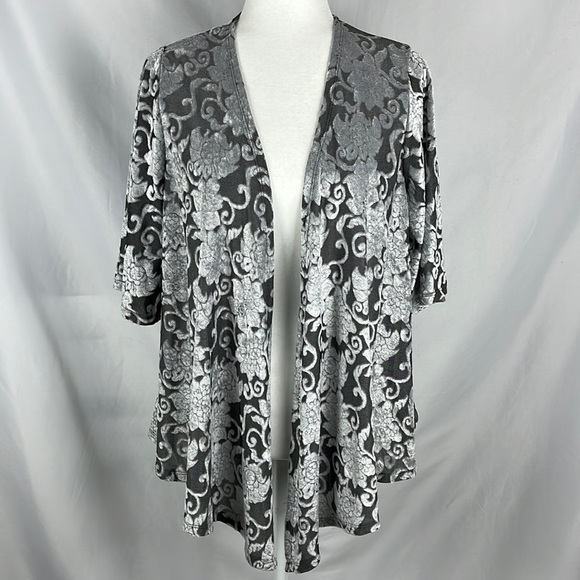 NWT Knox Rose Floral Velvet Open Waterfall Cardigan  Kimono Size S Romantic - Picture 1 of 8